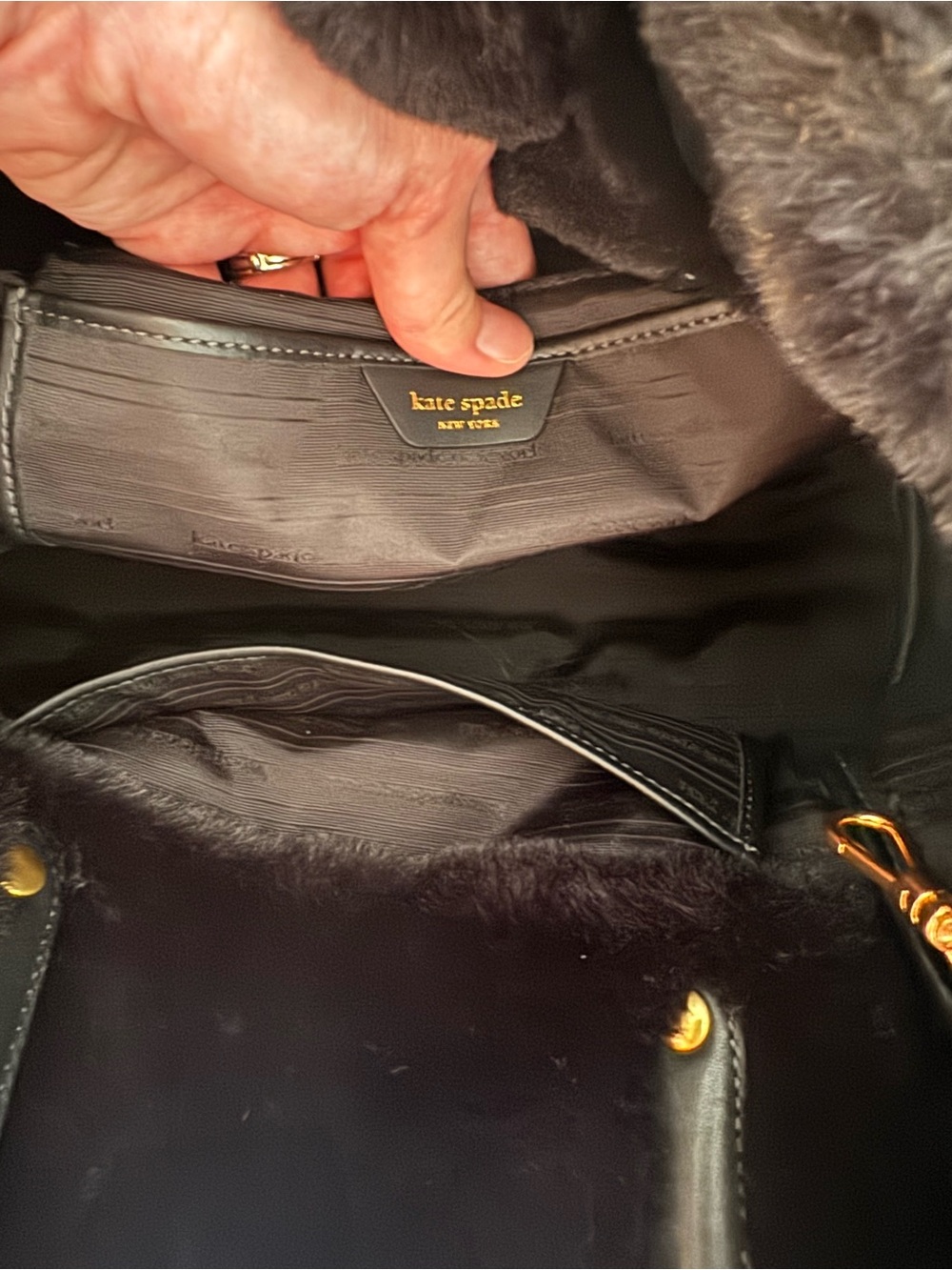 kate spade Black Faux Fur Tote special edition - Picture 4 of 8